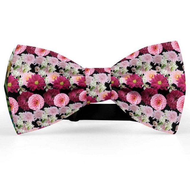 Papion personalizat, model crizanteme, flori roz
